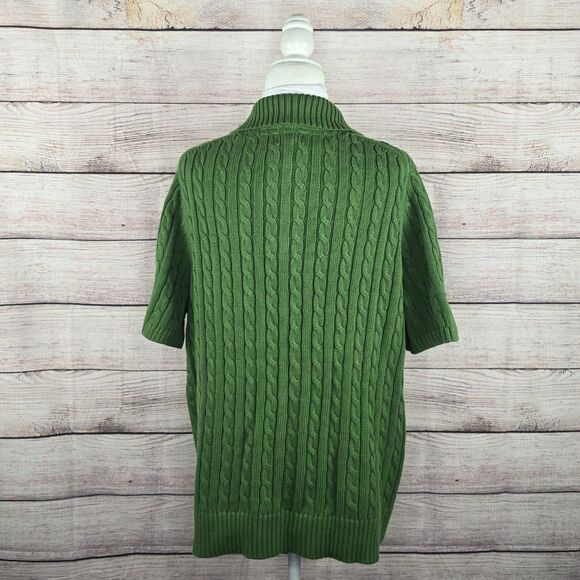 Women L.L. Bean Double L Sweater Collared Short Sleeve Cable Knit Button NWT 2X - Picture 4 of 8